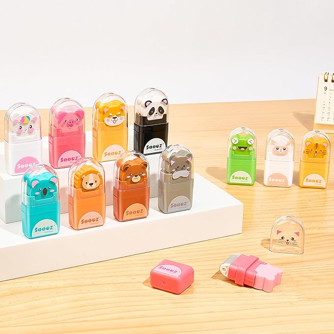 Sooez 12 Pack Pencil Erasers, Cute Animal Eraser - Image 3