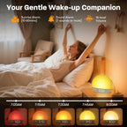 wake up light sunrise alarm clock, white noise, close-up detail