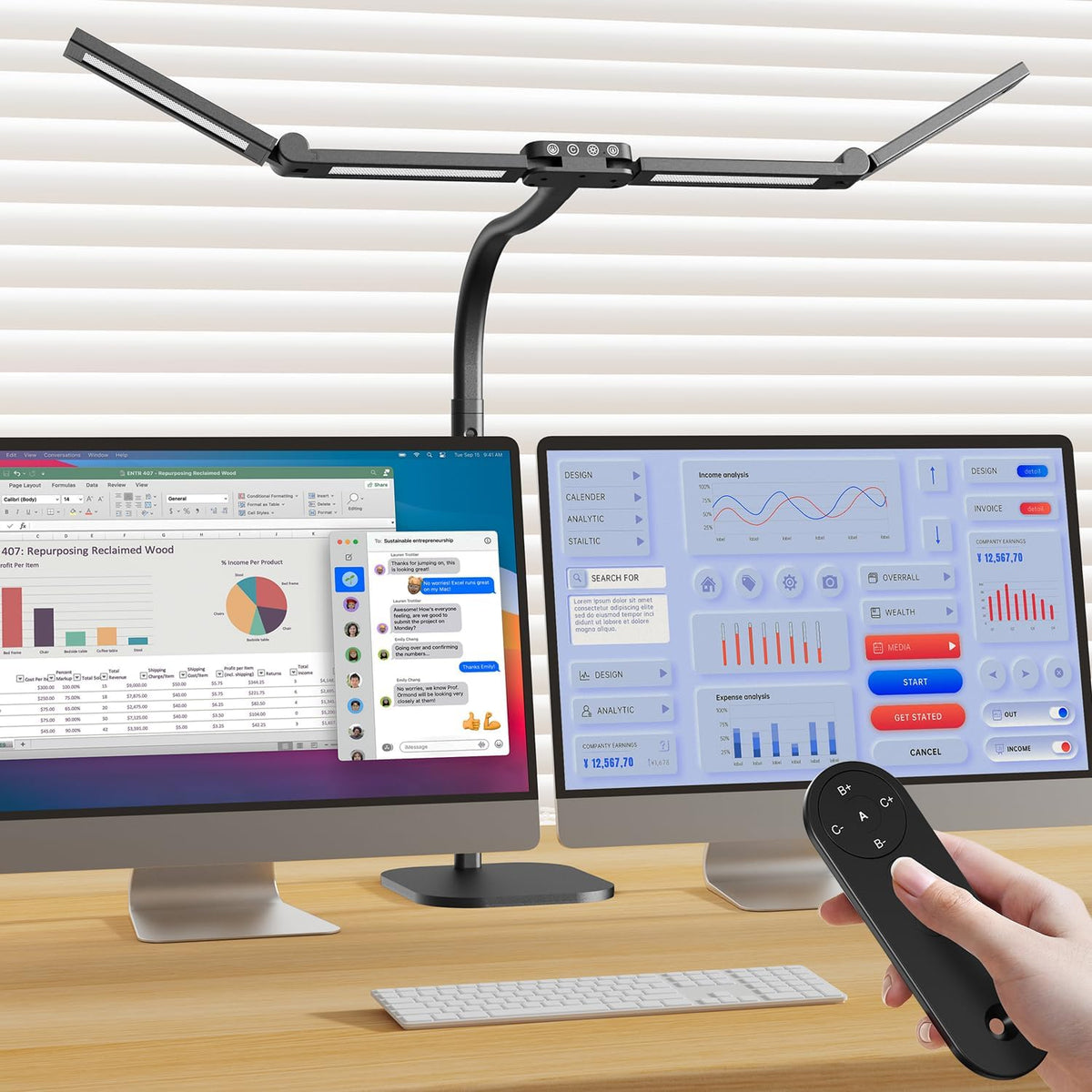 omorepa 4 light bar design goose-neck desk lamp, main product view