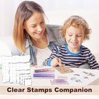 UCEC 4 Sheets Clear Stamps Set for Card Making and 2 Pcs Acrylic Stamp Block - Image 6