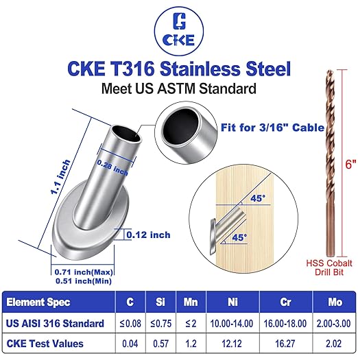 CKE 40 Pack 45 Degree T316 Marine Grade Stainless Steel Angle Beveled Protector - Image 2