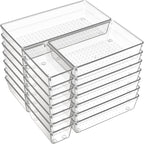 Criusia 21 Pack Large Clear Plastic Drawer Organizer Trays | BPA-Free Acrylic