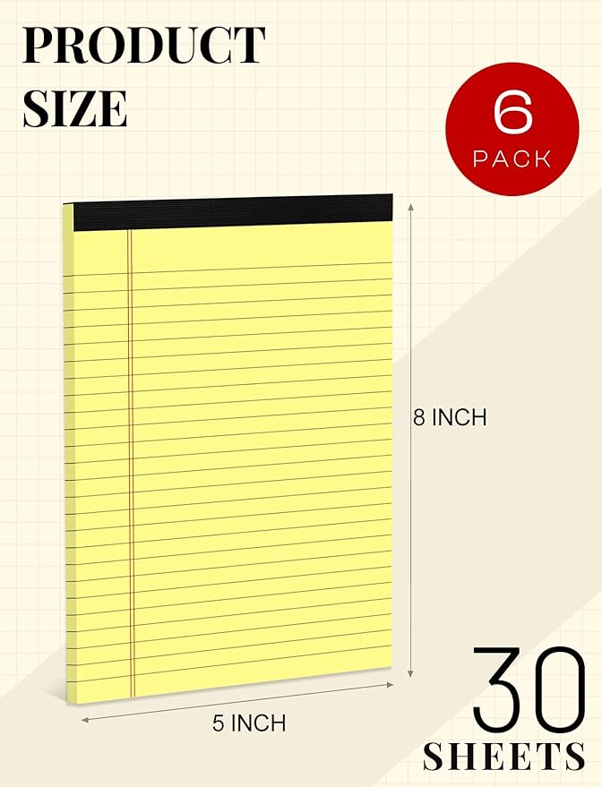 Yellow Note Pads 5x8 Small Legal Pads College Ruled Notepad - Image 2