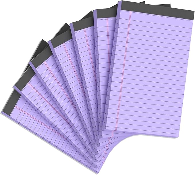 7pcs Small Legal Pads 5x8 Note Pads Purple Notepad College Ruled Notepad 5x8 by Aidunmis