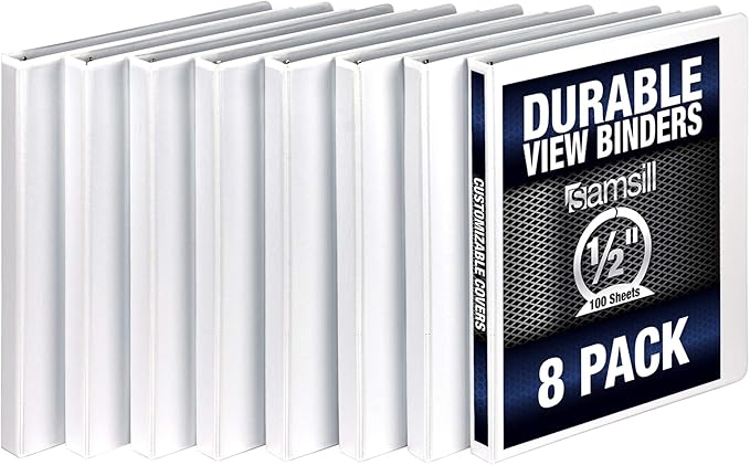 Samsill Durable .5 Inch Binder, Made in the USA, Round Ring Customizable Clear by Samsill