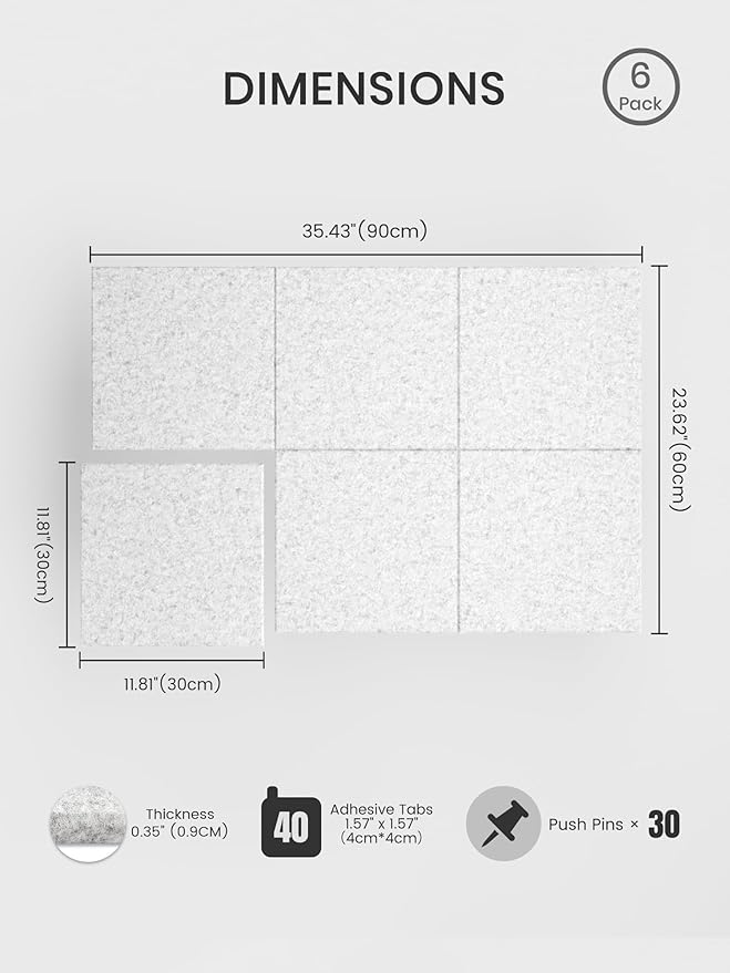 Bumusty Large Felt Bulletin Board 48" x 36" Cork Board Alternative - Image 2