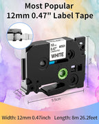 P Touch Label Maker Tape 12mm 0.47 Inch Laminated White/Black/Red/Blue/Yellow - Image 4