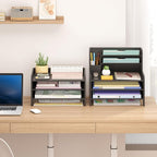 Wisuce Essentials Bamboo Desk Organizer Mail Holder Countertop Letter Tray File - Image 2
