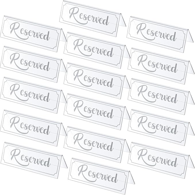 16 Pieces Reserved Sign Acrylic Clear Reserved Table Tent Signs Table Number by Jetec