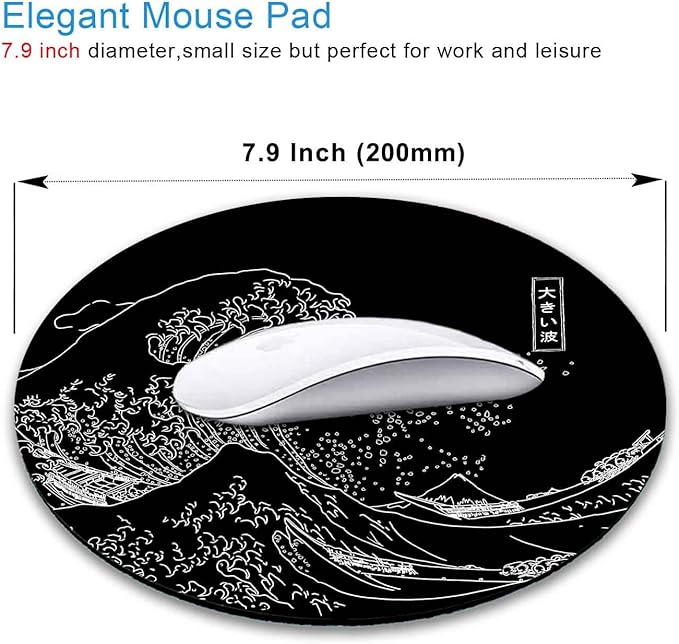 IMAYONDIA Japanese Great Wave Mouse Pad Small, Kanagawa Round Mousepad - Image 2