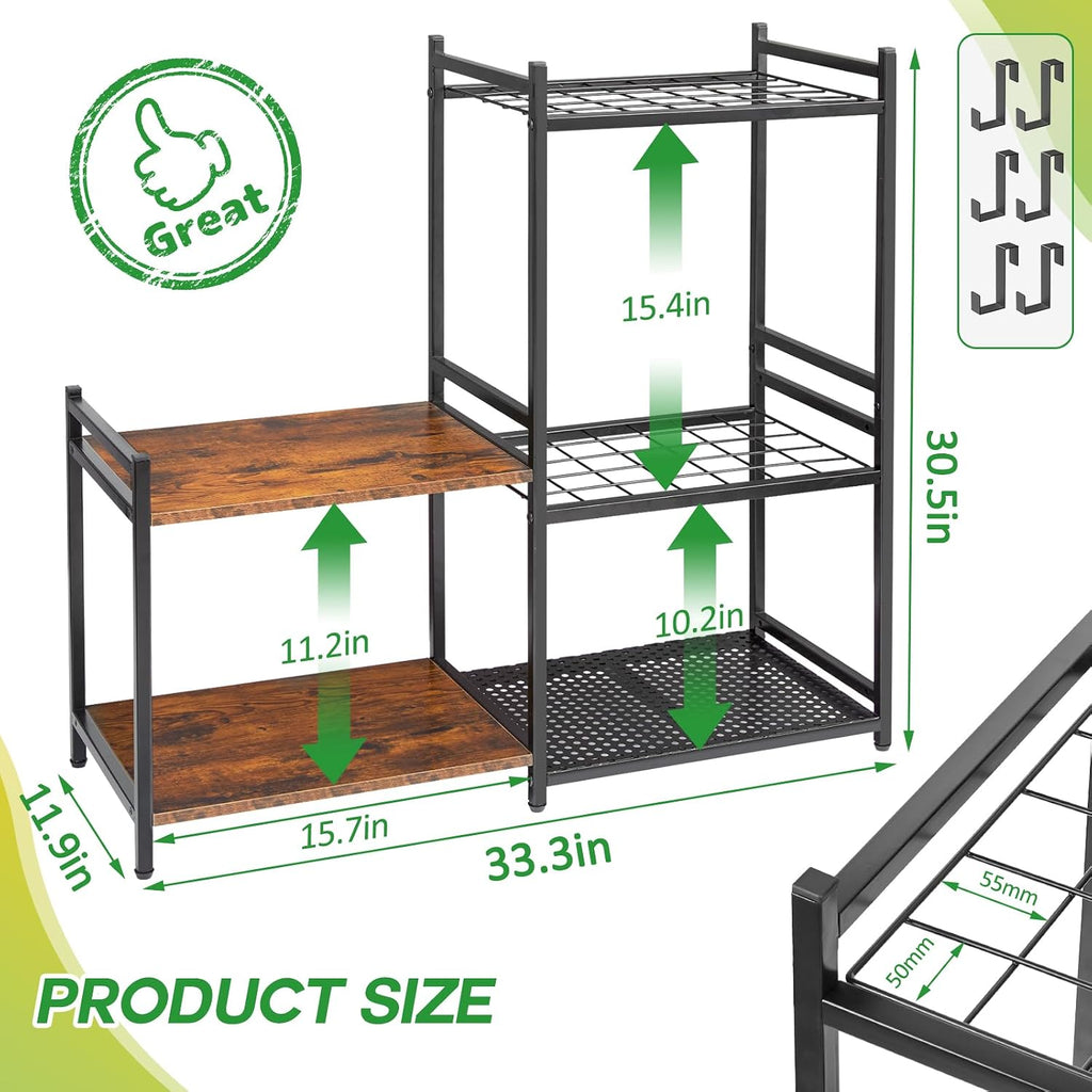 daoutime garage tool organizer with 2-tier wooden shelves, package contents