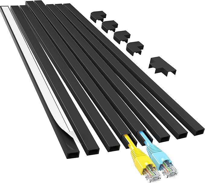 Yecaye Cord Hider, 113in Black Cord Covers by Yecaye