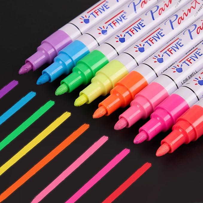 TFIVE Fluorescent Paint Markers, 8 Colors Neon UV Paint Pens - Image 2