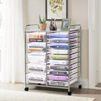 COSTWAY 15 Drawer Rolling Storage Cart, Utility Tools Paper Organizer on Wheels - Image 8