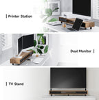 fenge dual monitor stand with storage, desk shelf, front angle view