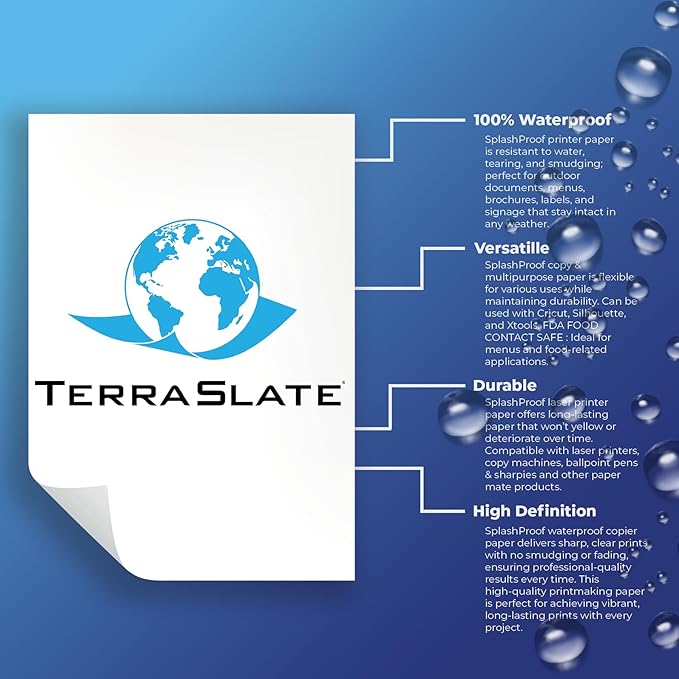 TerraSlate Waterproof, Rip-Proof Paper, 000 Sheets, 5 Mil, 8.5” x 11”, Laser - Image 5