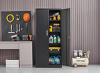 guizeeopo metal storage cabinet with adjustable shelves, garage shown in use