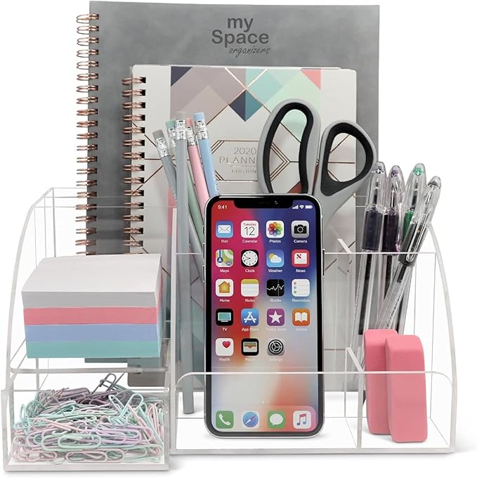My Space Organizers Clear Acrylic Desk Oganizer, 9 Compartments, Office - Image 8