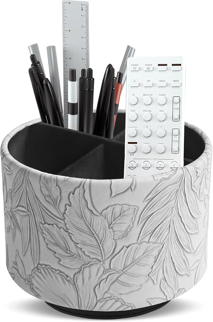 Hennaja Round Leather Art Supply Organizer, Remote Control Holder, 360 Degree by Hennaja