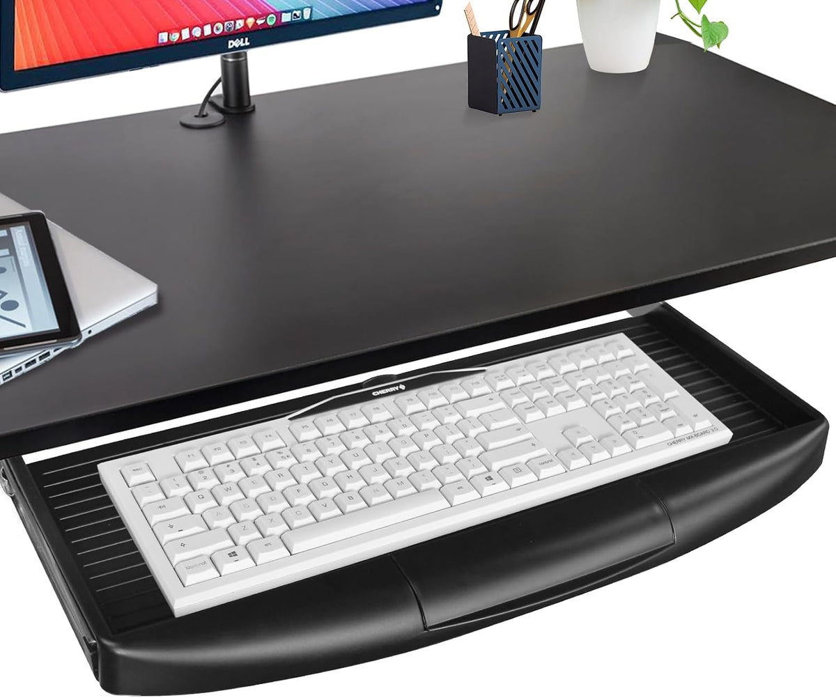 22"Wx11"D Under Desk Keyboard Tray Slide Out, Pull Out Keyboard Tra...