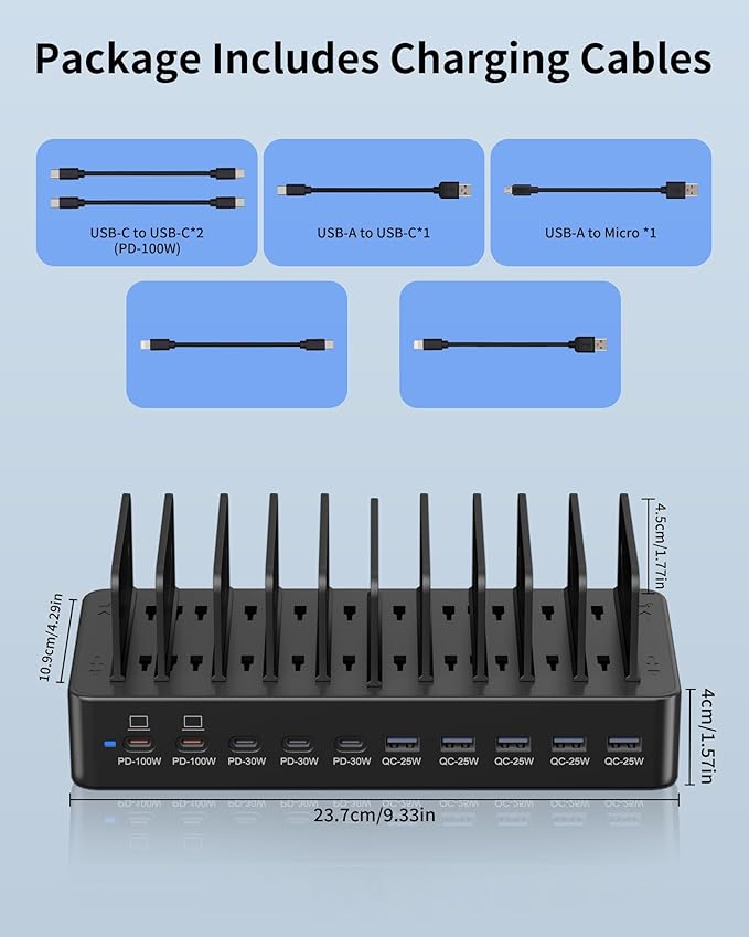 415W Charging Station for Multiple Devices, 10-Port USB C Fast Charger Station - Image 8