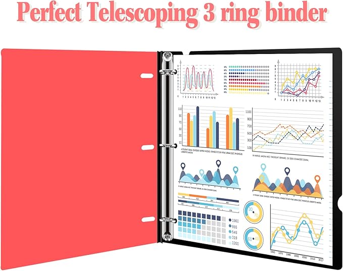 INFUN Telescoping 3 Ring Binder, Portable Plastic 0.75 inch 3 Ring Binder - Image 4