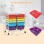 HAPPYGRILL 12-Drawer Rolling Storage Cart, Utility Cart - Image 3