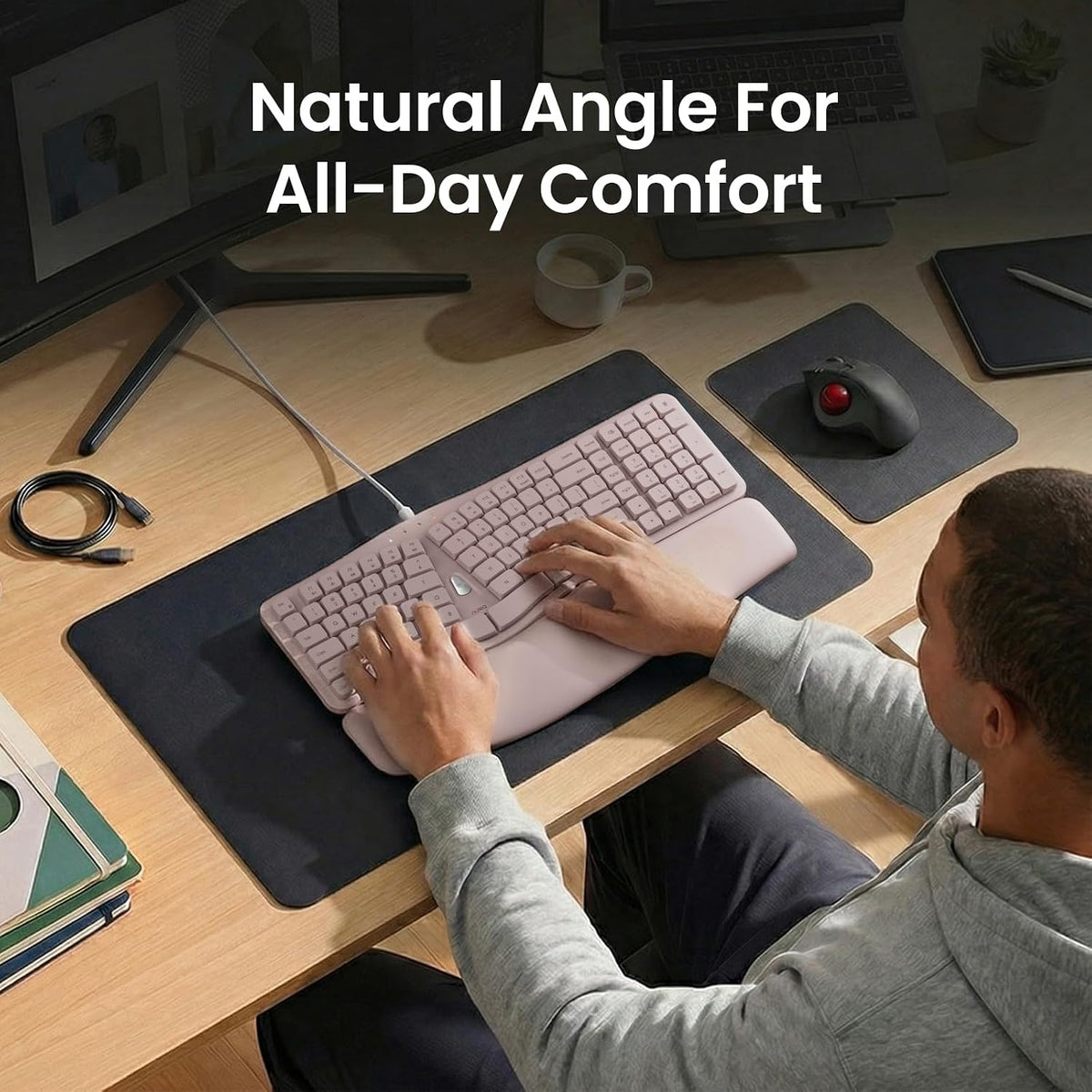 Nulea Ergonomic Keyboard, Wired Keyboard with Split Design and Palm Rest, Vol...