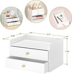 Bamboo Desk Organizer with Drawers Wooden Desktop Storage Drawers - Image 3