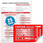 Annual Vehicle Inspection Report Form 25-pk 3-Ply Carbonless, 8.5" x 11.75" + by FITPEAK