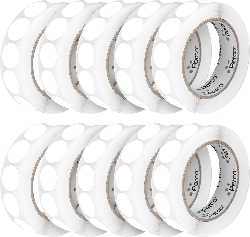 Perco White 1-Inch Perforated Circle Dot Sticker Labels — 10 Rolls, 000 Round