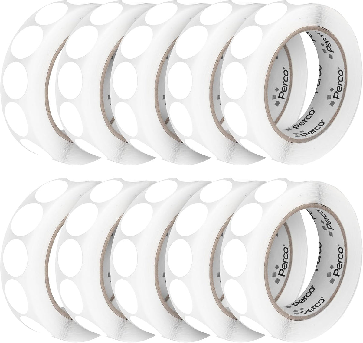 Perco White 1-Inch Perforated Circle Dot Sticker Labels — 10 Rolls, 000 Round