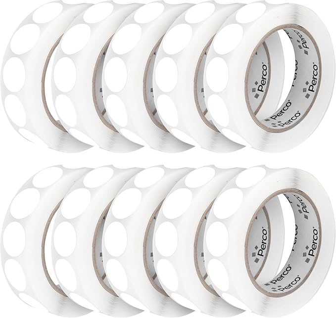 Perco White 1-Inch Perforated Circle Dot Sticker Labels — 10 Rolls, 000 Round by Perco