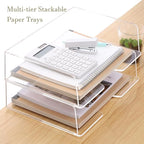 HeZone Acrylic Paper Tray Desk Organizers and Office Suplies Document Storage - Image 2