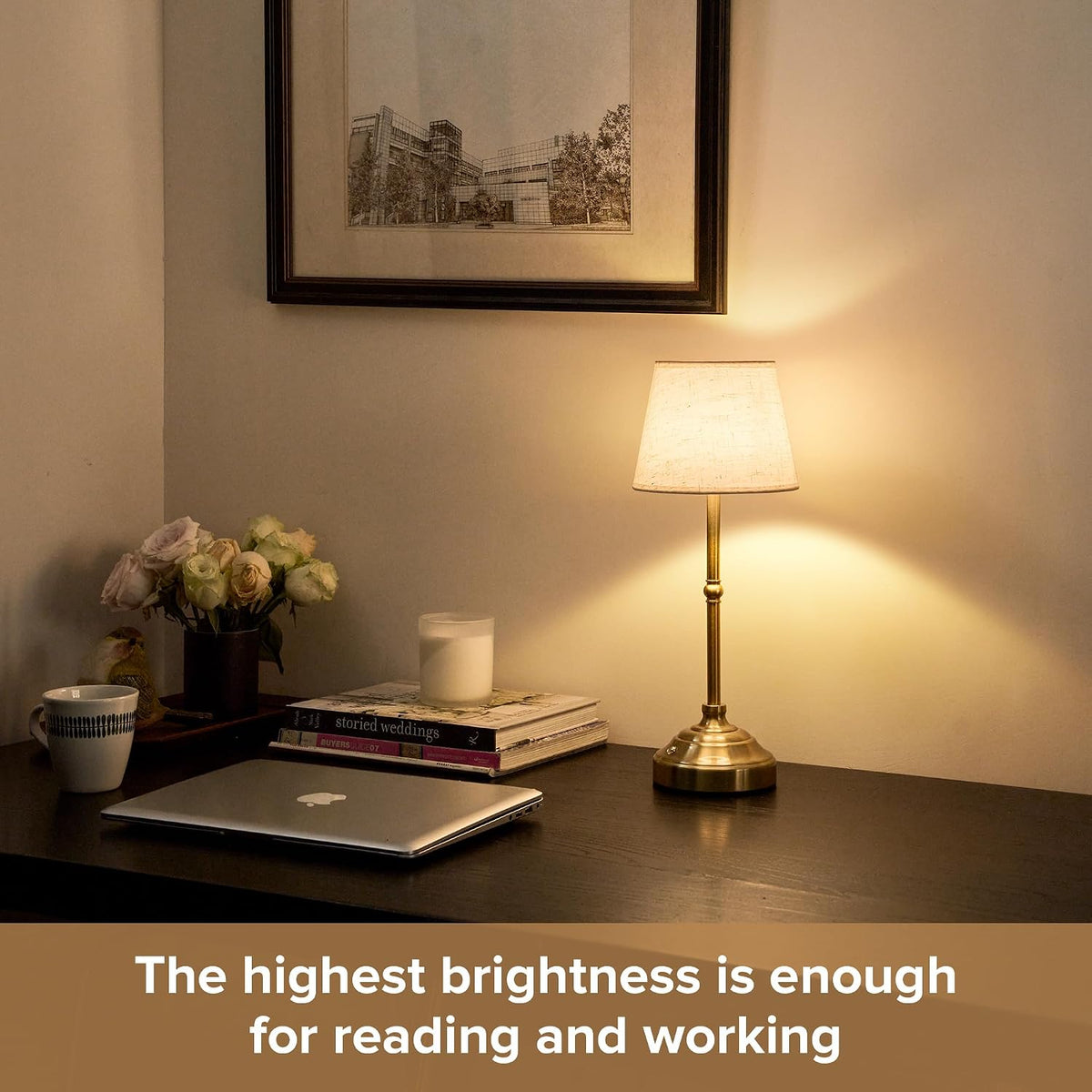 2 Pack Cordless Table Lamp, Rechargeable Desk Lamp with Fabric Shade, Battery...