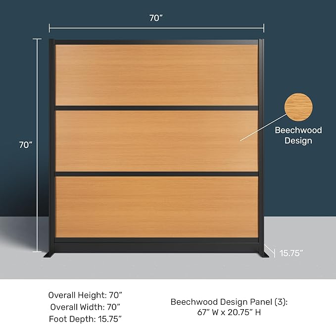 Stand Up Desk Store Beechwood Aesthetic Modular Walls | 70" W x 70" H Modular - Image 3