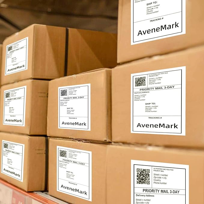 AveneMark 8 Stacks 4000 Labels 4" x 6" Fanfold Direct Thermal Labels, Postage - Image 9