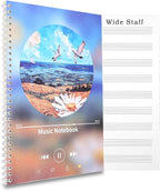 MUDOR Spiral-Bound Blank Sheet Music Notebook, 100 Pages Wide Staff Manuscript by MUDOR