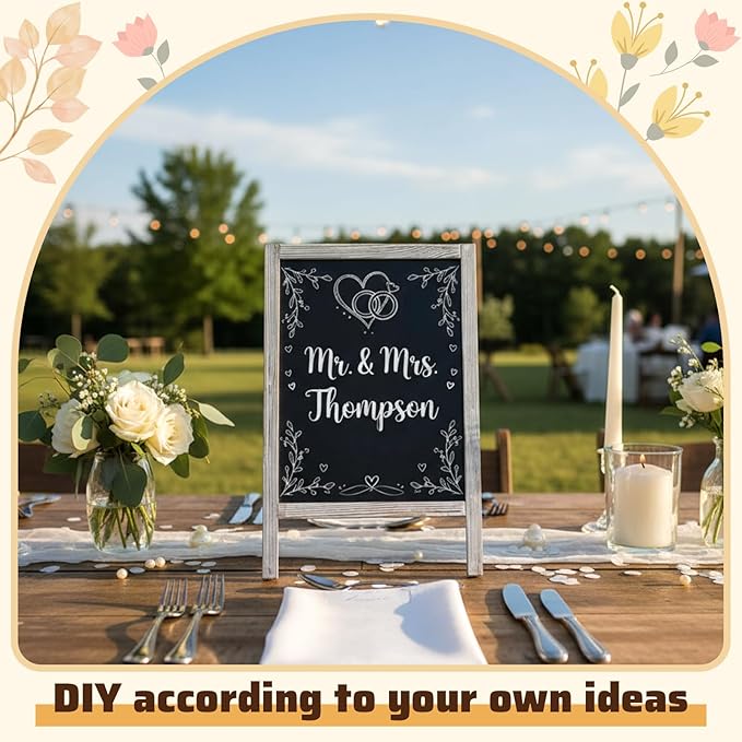 Henoyso 2 Pcs 16" x 10" Small Chalkboard Easel Tabletop Chalkboard Signs Menu - Image 5