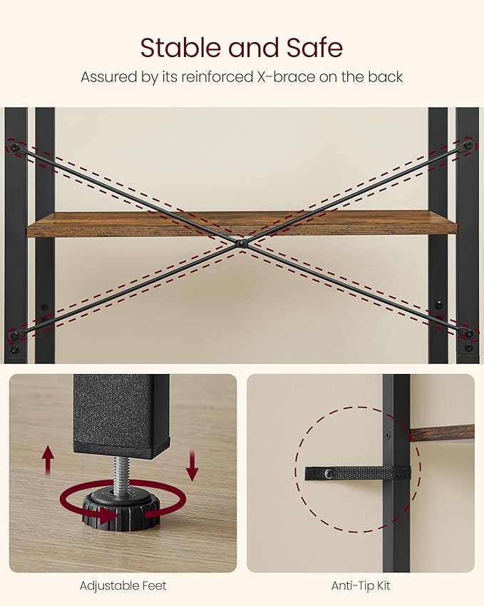 VASAGLE 4-Tier Bookshelf, Bookcase - Image 4