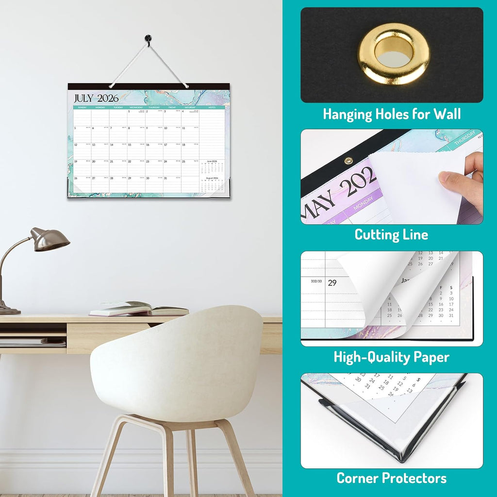Forvencer Desk Calendar 2026-2027, 21 Months Calendar Apr 2026 to Dec 2027 | 17" x 12" Large 2026 Wall Calendar Monthly Planner with Plastic Cover for Home School Office