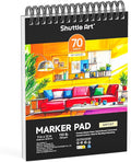 Shuttle Art Marker Pad, 12”x9” Portable Sketchbook, 70 Sheets Marker Drawing by ShuttleArt