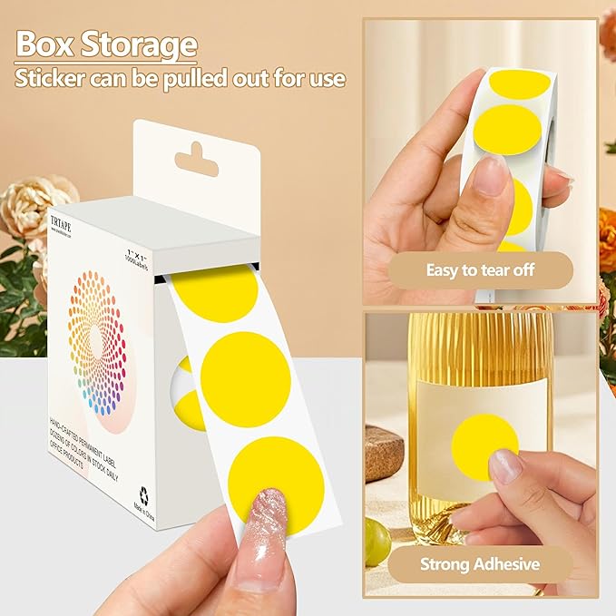 Yellow 1 Inch Round Color Coding Dot Labels, 10 Rolls 10000 Dot Stickers in - Image 3