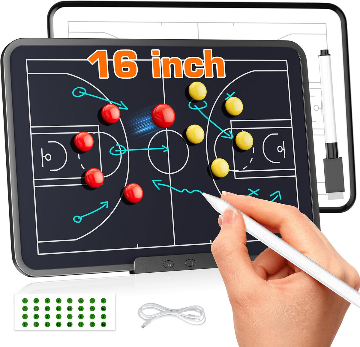 16 Inch Electronic Basketball Coaching Board with Double Sided