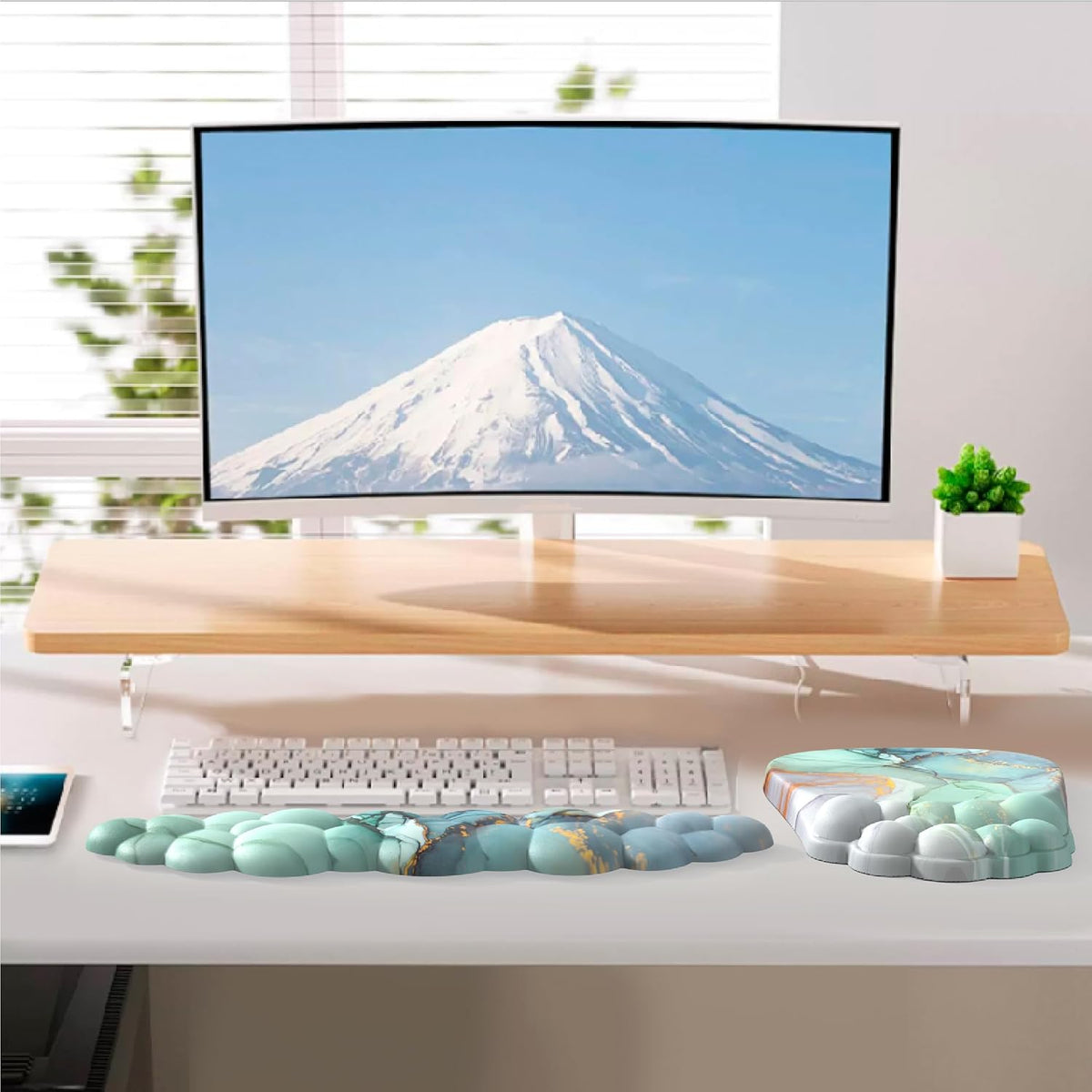 Ergonomic 2 in 1 Cloud Mouse Pad and Keyboard Wrist Rest, Non-Slip, Relieves ...
