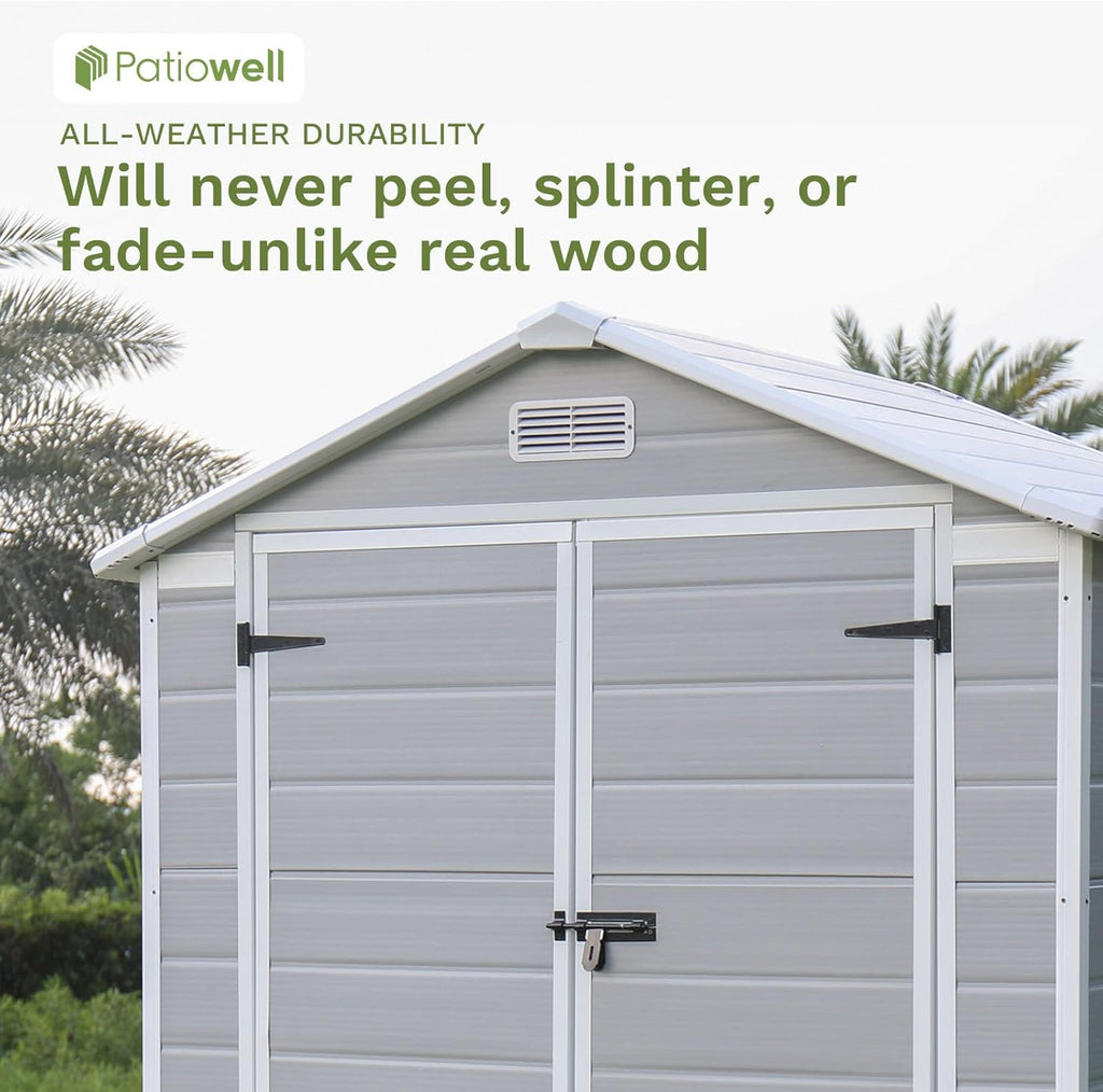 patiowell 6x4 ft resin outdoor storage shed with, package contents