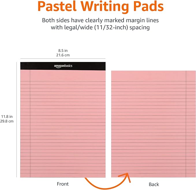 Amazon Basics Wide Ruled 8.5 x 11.75-Inch 50 Sheet Perforated Lined Writing - Image 6