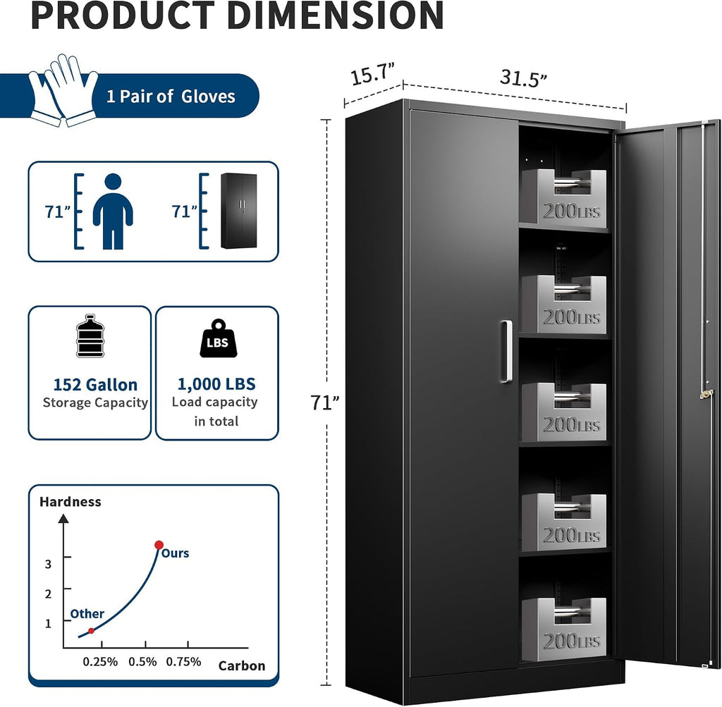 garage storage cabinet, durable metal storage solution, close-up detail