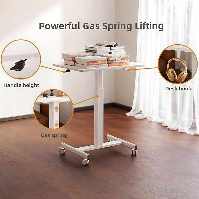 YDN Mobile Mobile Standing Desk, Adjustable Height Portable Laptop Desk - Image 3