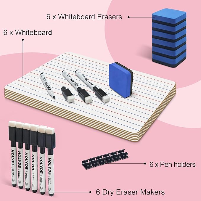 Dry Erase Boards 6 Pack, Double Sided Small Whiteboards - Image 2
